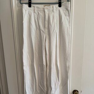 Madewell: Baggy Straight Jeans Women's 29, White Denim Pleated Relaxed High Rise